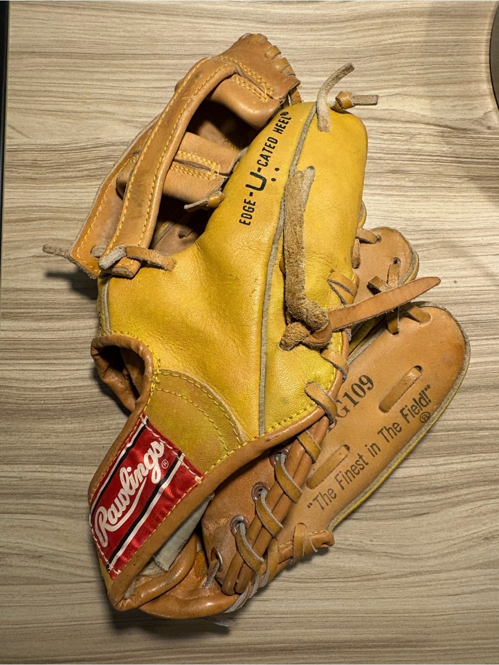 Rawlings RBG109 Youth Baseball Glove Mitt Yellow Leather Made In Thailand - Picture 3 of 5